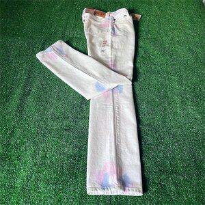 Levi’s 501 High Rise White Pastel Tie-Dyed Button Fly Jeans Pants Size 26 NEW